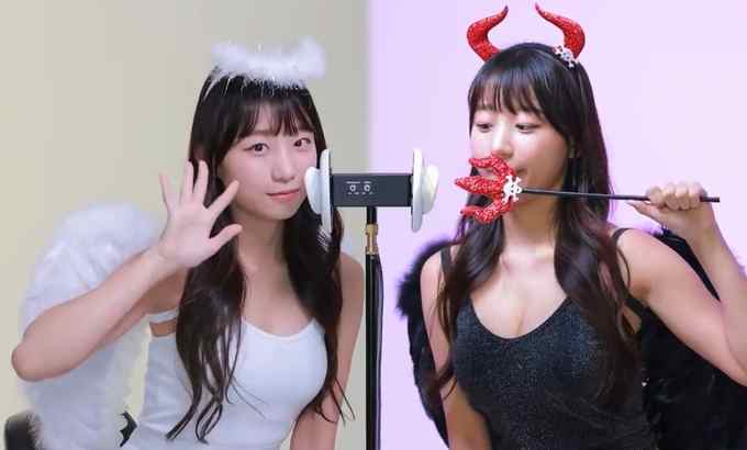 Milky ASMR ?天使VS魔鬼? ! 窃听声音听起来像天使和魔鬼的窃听声音?