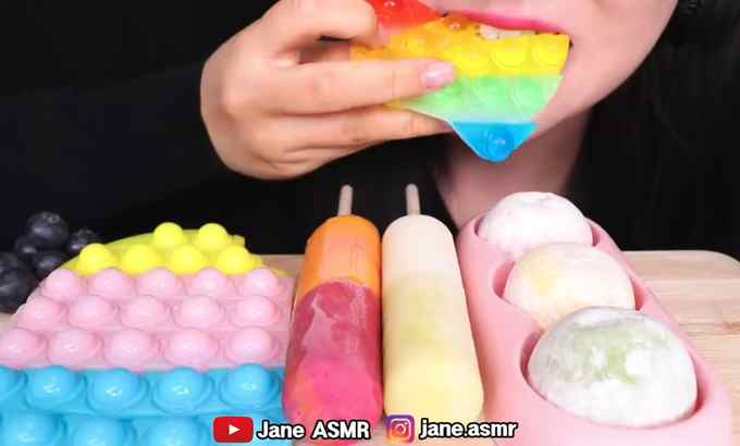 Jane ASMR 可食用的 推POP、彩虹POP、糖果冰淇淋、Mukbang 冰淇淋 吃的声音