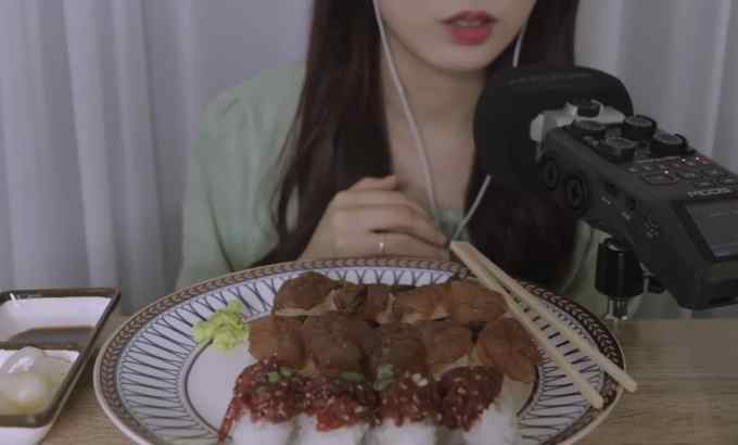 wooyeon ASMR 木邦 大豆虾牛肉刺身? 从酥脆的寿司到酥脆的，听起来都很棒的吃播！ asmr ?? 吃寿司的声音 吃声音吃播