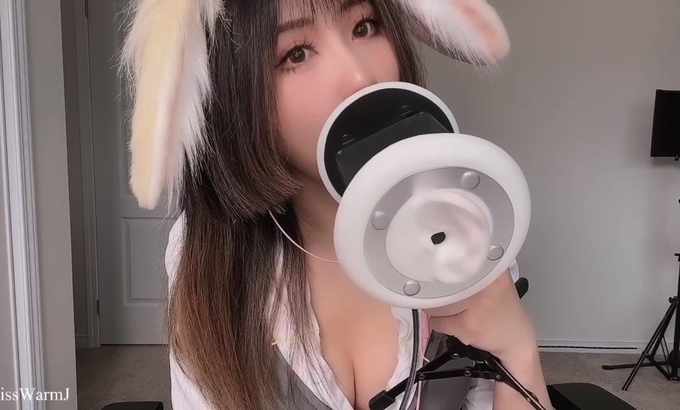 MissWarmJ ASMR 你们要的舔耳朵小说话哄睡视频来啦 Misswarmj