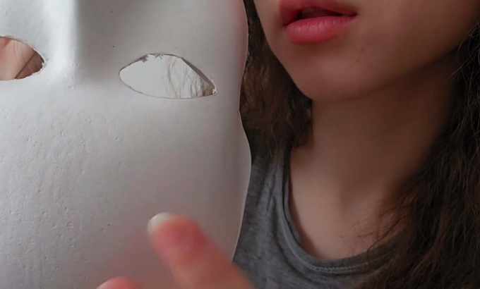 gASMR 无人声 ASMR：在口罩上用唾液作画 🎭 | 令人惊艳的视觉刺激，带来酥麻感（无对话）